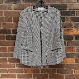 Kasper | Jacket Zippered Pockets Black White Size 24W